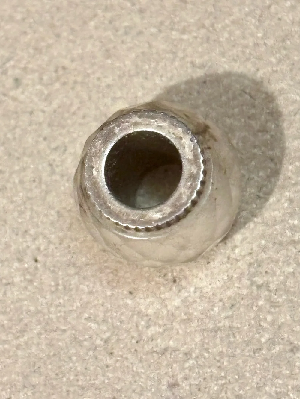 Brighton Glass bead in Marble Milky white with black swirls Silver edges Retired